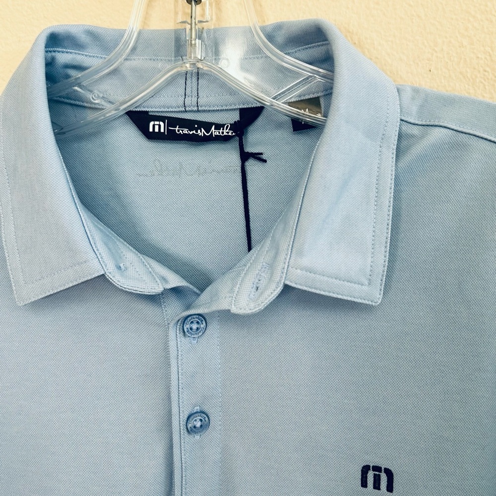 Travis Mathew NWT Excursion Blue Polo Shirt Medium Short Sleeve Golf - Picture 3 of 5